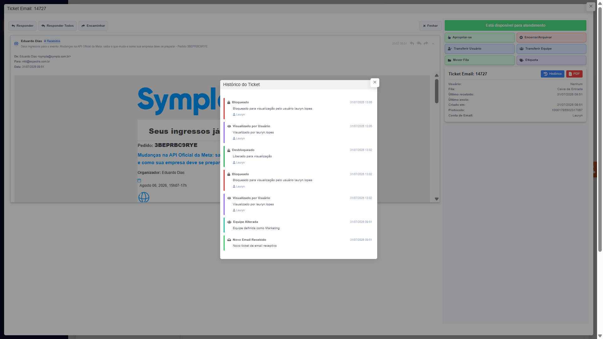 InboxSys: a transferência de um e-mail entre setores